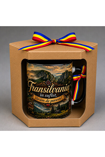 hiperborea Cană Transilvania în suflet, tărâm de poveste! în cutie cadou kraf...