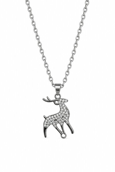 Jack Ferrero Elegant Deer Figured Necklace with Stones - Stylish and Modern D...