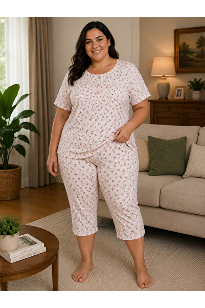 BALİS PİJAMA Women's Capri Patterned 3-Button Comfortable Quality Fabric Cott...
