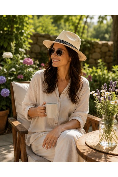 Toptancı Amca Unisex Hat Summer Hat Sea Hat Beach Hat Sun Hat Premium Fedora Hat Straw Hat Straw Fedora