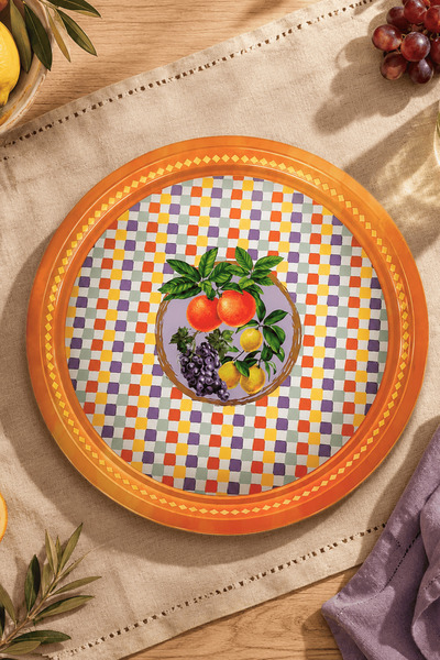 Sarkap Home 34 cm Lemon Design Turuncu Tepsi
