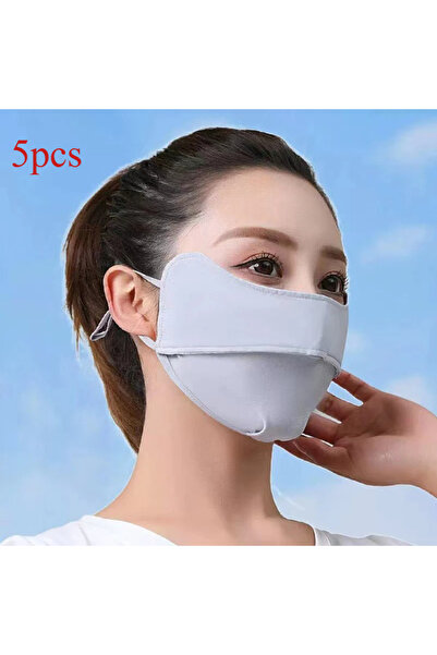 Choice12 O64 GRAY A 5pcs Women Men Ice Silk Sunscreen Mask Summer UV Protecti...
