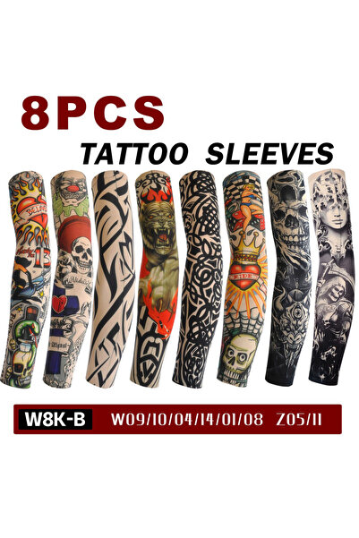Choice One Size B 8 PCS Tattoo Sleeves Unisex Summer Cycling Sun Protection A...