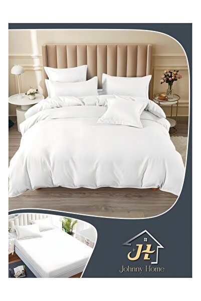 OEM Finet Unicolor Duvet Cover Set 2 Persons 6 Pieces with Stretchy 180x200 c...