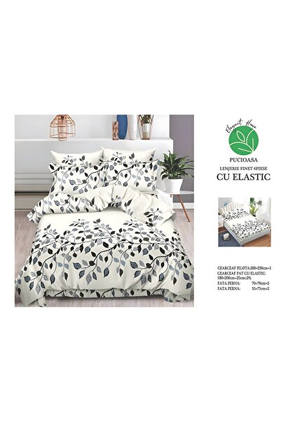 naniland.ro Lenjerie de Pat Bumbac Satinat 2 Persoane 6 Piese cu Elastic 180x...