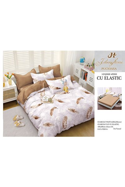 naniland.ro Lenjerie de Pat Bumbac Satinat 2 Persoane 4 Piese cu Elastic 180x...