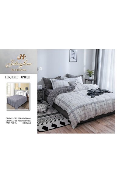 naniland.ro Lenjerie de Pat Bumbac Satinat 2 Persoane 4 Piese fără Elastic 20...