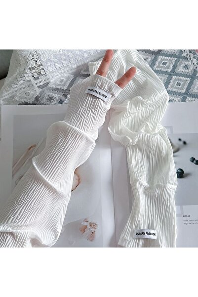 Choice1 DUMxiutao-white Ice silk sunscreen sleeves, solid color, simple Korea...