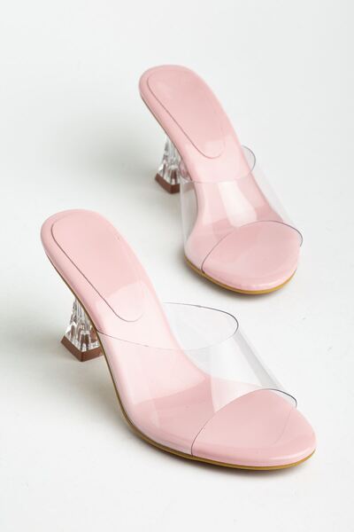 Zerenyus Zri̇n-619 Pink Patent Leather Transparent Strappy Transparent Heeled...