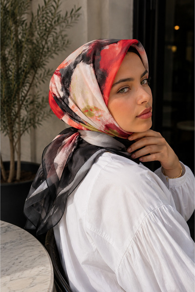 EBRUTESETTÜR Modern Floral Pattern Scarf Series Black