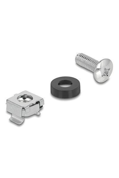 DELOCK σετ βίδες με παξιμάδια 42432 για rack, M6/16mm, ασημί, 100τμχ