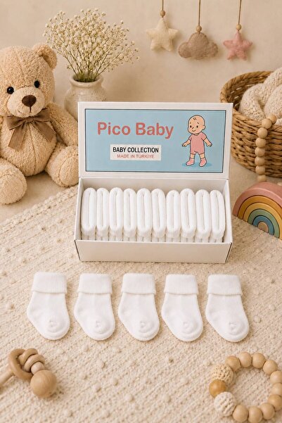 Pico Baby Organic Cotton Unisex 5-Piece Boxed Premium Newborn Baby Socks