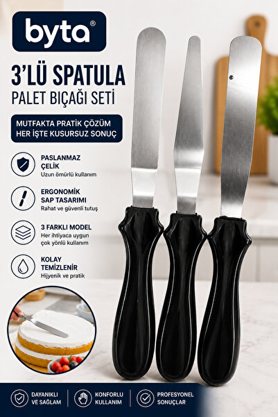 BYTA 3-Piece Stainless Steel Pastry Spatula and Palette Knife Set - Cake, Cak...
