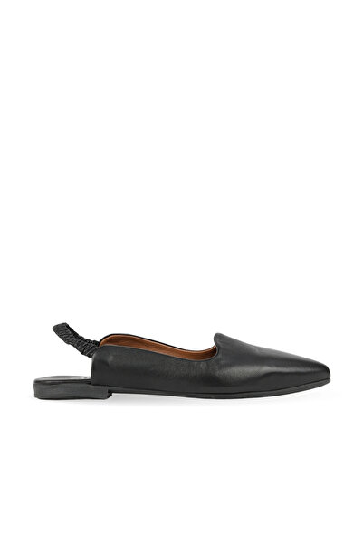 BUENO Black All Leather Women's Flat Ballerinas