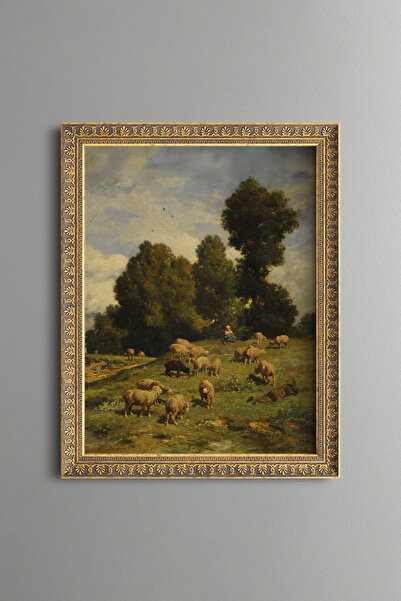 epiqart Sheep on the Mountain - Vintage Patterned Painting - Fine Model