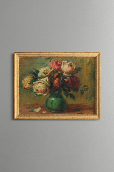 epiqart Roses in a Vase - Vintage Patterned Painting - Fine Model