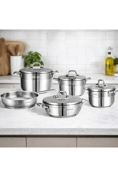 laverahome Turkey Origin Premium Quality 9 Pcs Stainless Steel Cookware Set |