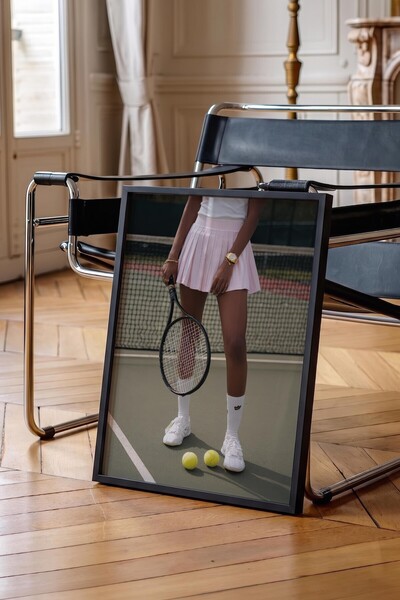 Postifull Tennis Racket and Balls Poster, Black Framed Poster, Old Money Seri...