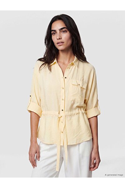 LC Waikiki Lcw Vision Yellow Women's Shirt with Tie at the Waist