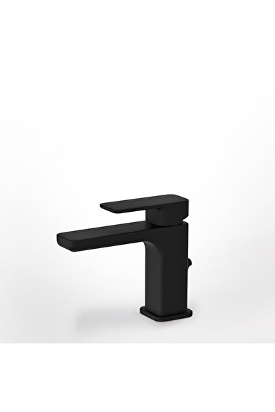 Eurorama Quadra Black Matt Μπαταρία Νιπτήρος με Aυτόματη Βαλβίδα