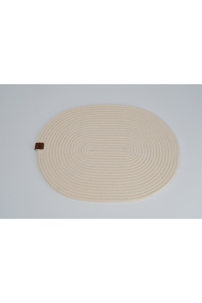 Fabrix Home 6-Piece Oval Jute Platter American Service Set Ecru Color Bohemian Tableware Presentation Plate Coaster
