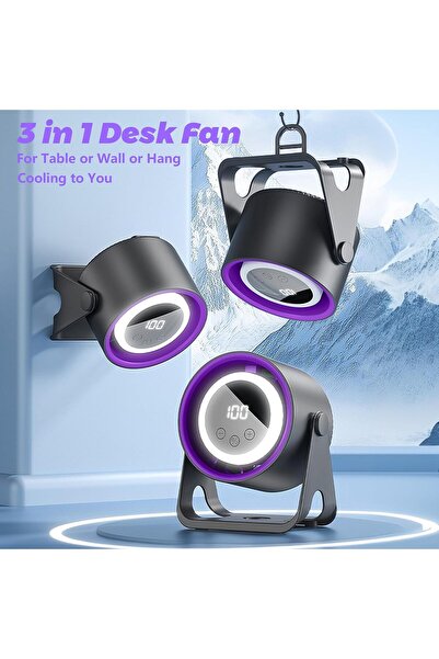 Mmctech USB Şarjlı Fan – Ayarlanabilir Hızlı Taşınabilir Işklı Mini Vantilatö...