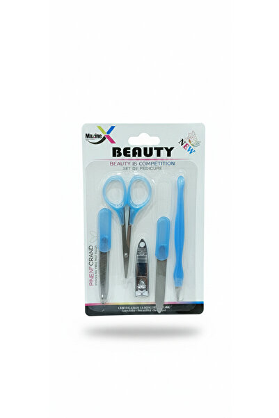 genric Manicure and Pedicure Set of 8 Pieces with Blue Handles by Maxine X