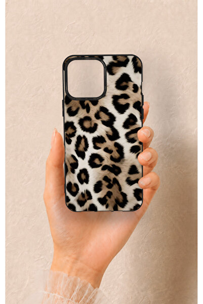 Vip Case iPhone 13 Pro Max Uyumlu Leopar Derisi Desenli Silikon Kılıf