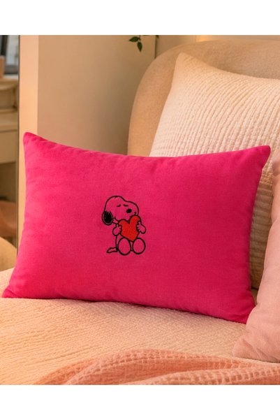 Elegancembroidery Cute Dog Holding a Heart Embroidered Soft Textured Cushion ...