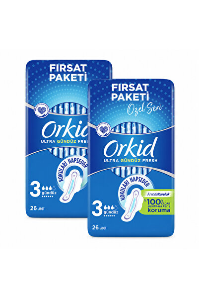 Orkid Ultra Uzun Extra (Boy 3) 26x2 adet Gündüz Fresh Özel Seri Fırsat Paketi