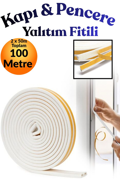 KAYRA LEATHER CRAFT White 50 X 2= 100 Meters Self-Adhesive Door Window Tape W...