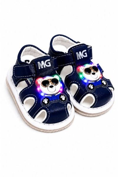 HANNA Sandale bleumarin cu luminite, talpa flexibila - Ursulet cool