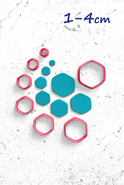 WE3D Hexagonal Polymer Clay Ceramic Candy Dough Mold Set 1-4cm