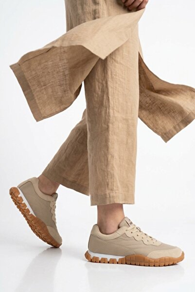noka Beige Lace-Up Women's Casual Shoes