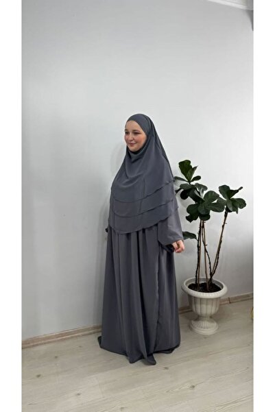 Hijab hayal takım medine ipeği elbise 3 katlı oval sufle