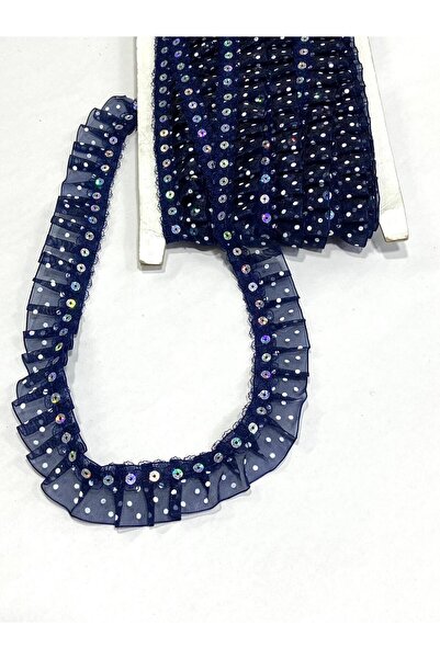 karantuhafiye Polka Dot & Sequin Organza Pleated Ribbon (2.5 cm - 12-13 Meters)