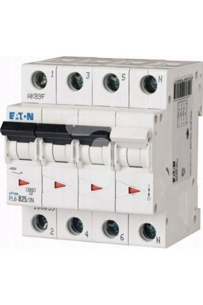 Eaton Disjunctor automat 3P+N D 25A 6kA AC Pl6-d25/3n