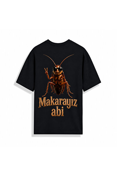 Violon Black Makarayız Abi Design Printed Oversize T-Shirt