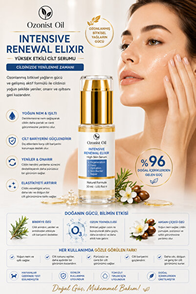 Cilt Yenileyici Yoğun Nemlendirici Serum 30 ml | Cilt Bariyeri Destekleyici, Canlandırıcı Bakım Ozonist Oil