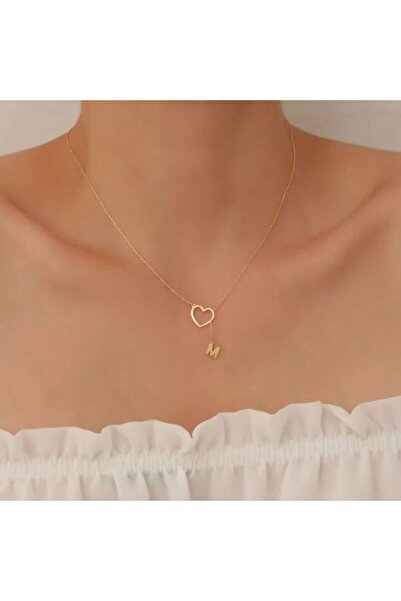 N!da Jewelry 925 Ayar Gümüş Kalp Sallantılı Harf Kolye