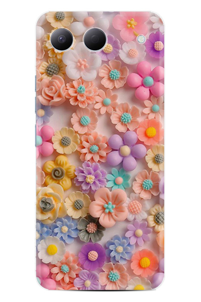 TECNO Spark 40 5G Uyumlu Kılıf Boutique Baskılı Resimli Rengarenk Papatyalar ...