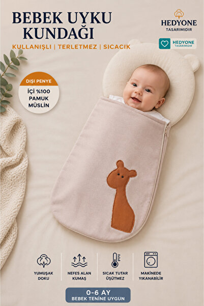 HEDYONE Baby Sleeping Bag and Swaddle with Zipper, 100% Cotton Muslin Inner L...