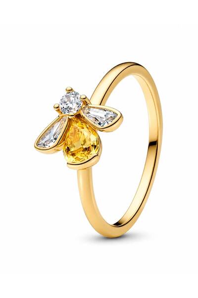POSEİDONS JEWELLERY S925 Gold Renk Bal Arısı Zirkon Taşlı Yüzük