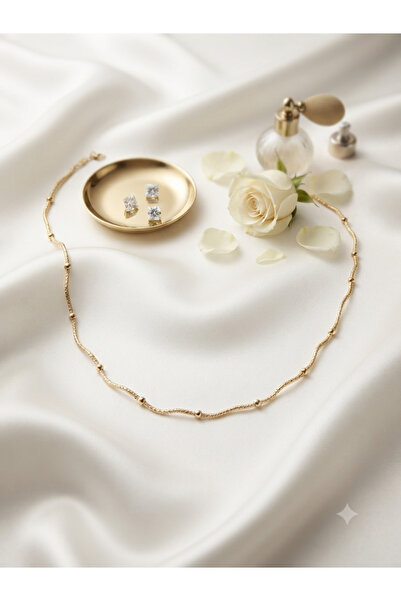 Çi & Sİ Luxury Accessory Topçuk Detaylı İnce Zincir XUPİNG Gold Kolye - "Mini...
