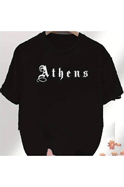 NOURAM Men'S Navy Blue Greek Lettering T-Shirt Athens Script & Geometric Prin...