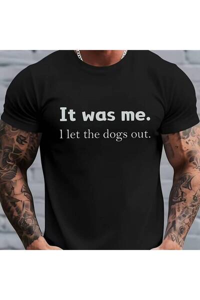 12 Teknoloji تي شيرت بتصميم مرح "I Let The Dog Out" باللونين الأخضر والأبيض، ...