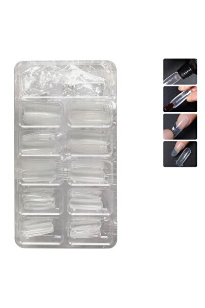 ACRY Set 100 tipsuri reutilizabile pentru Acrygel, 5 dimensiuni + 5 clipsuri