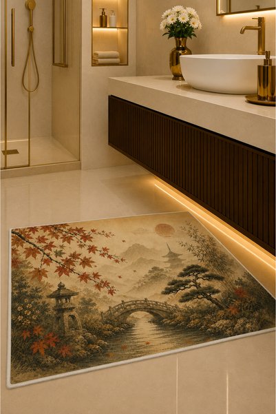 PilloveDream Non-Slip Base Washable Bathroom Mat Set Digital Printed 40X60-50X70-60X90'Cm