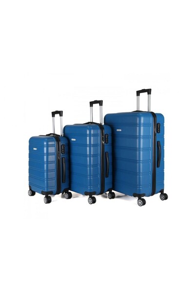 HomeVero HV-2003BLU Σετ βαλίτσες ταξιδιού σκληρές 3 τμχ Μπλε