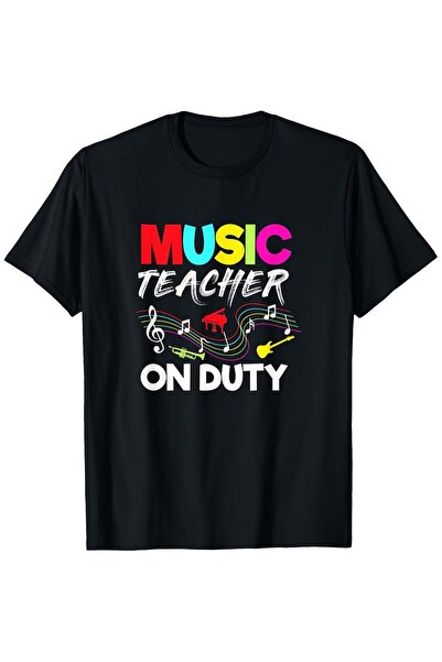 1001 Line Men's Unisex Retro Teacher T-Shirt - Graphic Tee with Music Notes &...